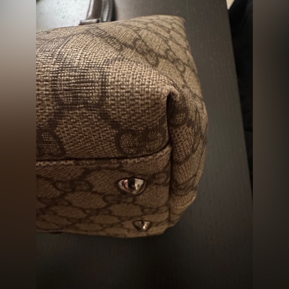 Gucci GG Supreme Canvas Tote Brown | Leather Trim | Authentic w COA - Picture 6 of 14